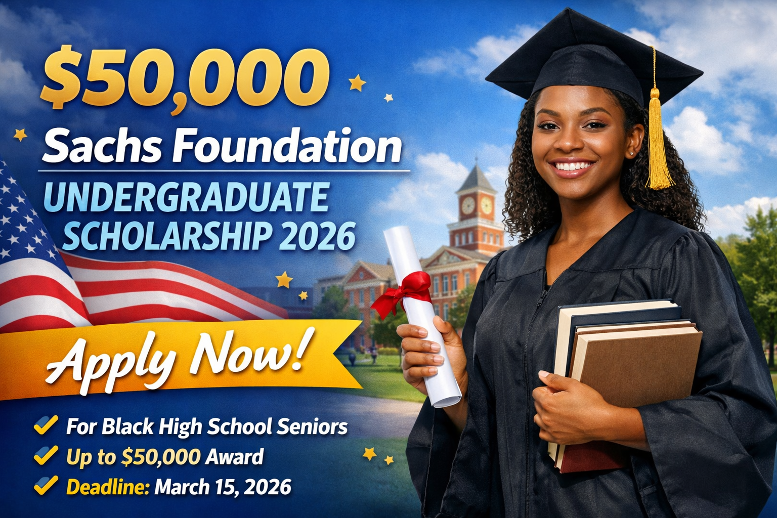 $50,000 Sachs Foundation Undergraduate Scholarship 2026 – Apply Now