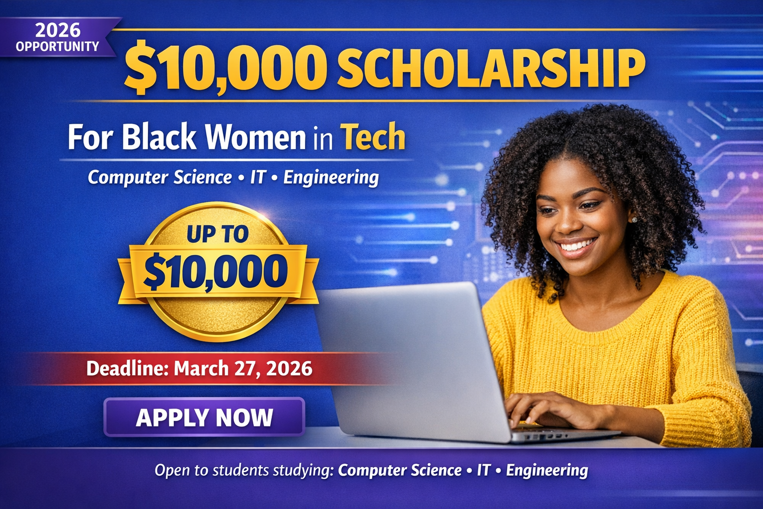 $10,000 Dawna J. Colbert & John Fitzpatrick Scholarship for Black Women in Tech (2026)